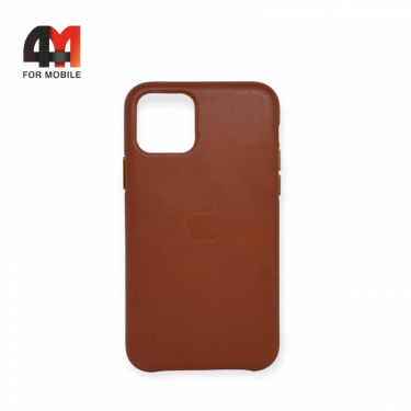 Чехол Iphone 11 Pro пластиковый, Leather Case, Saddle brown