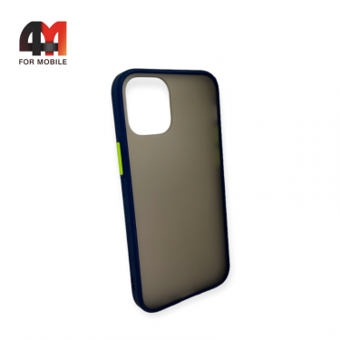 Чехол Iphone 12 Mini пластиковый с усиленной рамкой, синего цвета