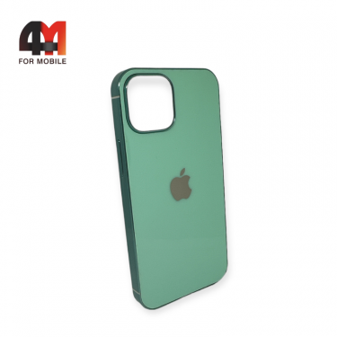 Чехол Iphone 13 Mini силиконовый, глянцевый с логотипом, мятного цвета, Hicool