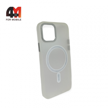 Чехол Iphone 15 Plus пластиковый с усиленной рамкой + MagSafe, белого цвета, Protective Case