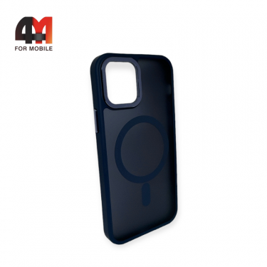 Чехол Iphone 15 Plus пластиковый с усиленной рамкой + MagSafe, темно-синего цвета, Protective Case