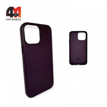 Чехол Iphone 13 Mini пластиковый, Leather Case + MagSafe, цвет марон