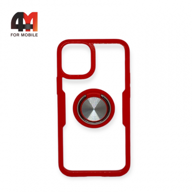 Чехол Iphone 12 Pro Max пластиковый, ободок с кольцом, красного цвета, Doyers