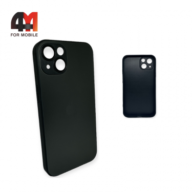 Чехол Iphone 15 Plus пластиковый, Glass case, черного цвета