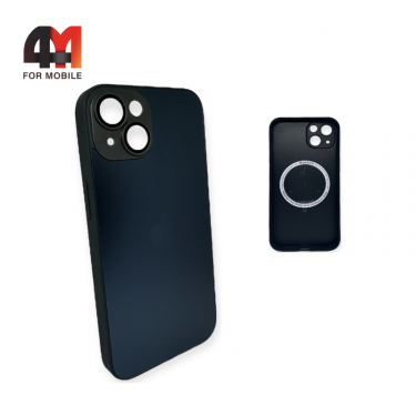 Чехол Iphone 13 пластиковый, Glass Case + MagSafe, темно-серого цвета