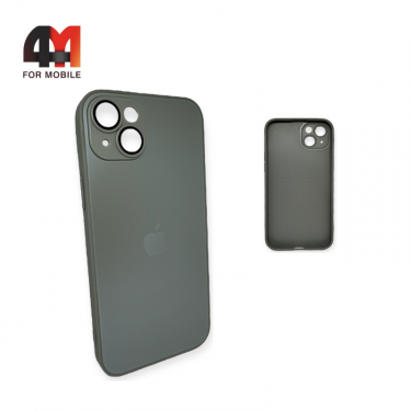 Чехол Iphone 15 пластиковый, Glass case, серого цвета