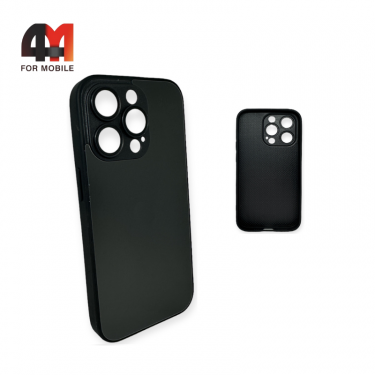 Чехол Iphone 13 Pro пластиковый, Glass case, черного цвета