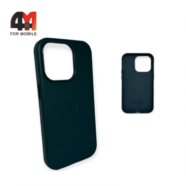 Чехол Iphone 14 пластиковый, Leather Case + MagSafe, Forest green