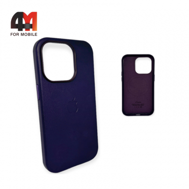 Чехол Iphone 14 пластиковый, Leather Case + MagSafe, Deep violet