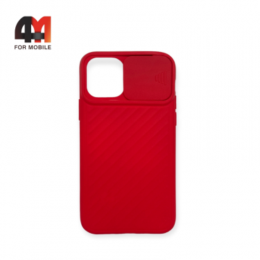 Чехол Iphone 11 Pro Max силиконовый с защитой на камеру, красного цвета
