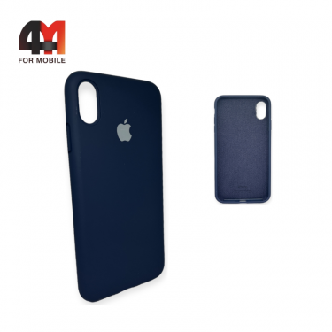 Чехол Iphone Xs Max Silicone Case с закрытым низом, темно-синего цвета