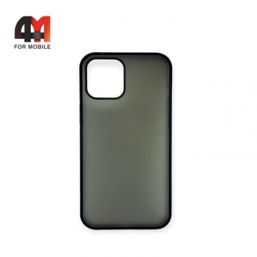 Чехол Iphone 12/12 Pro пластиковый с усиленной рамкой, черного цвета, Magicmask