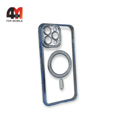 Чехол Iphone 13 Pro силиконовый с MagSafe, голубого цвета, Creative Case