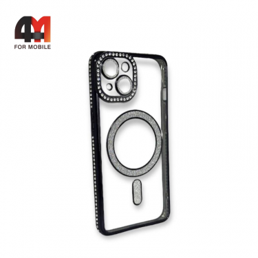 Чехол Iphone 14 силиконовый с MagSafe, черного цвета, Creative Case