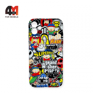 Чехол Iphone 11 силиконовый с рисунком, 022 разноцветный, luxo