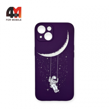 Чехол Iphone 15 силиконовый с рисунком, 023 пурпурный, Luxo