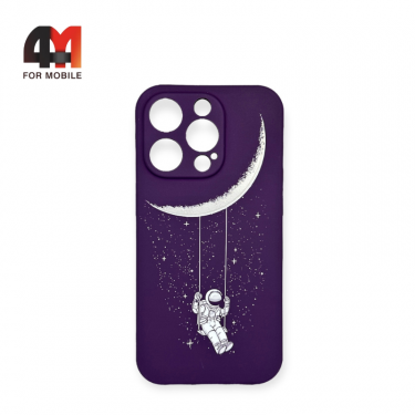Чехол Iphone 15 Pro Max силиконовый с рисунком, 023 пурпурный, Luxo