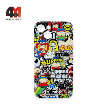 Чехол Iphone 14 силиконовый с рисунком, 022 разноцветный, luxo